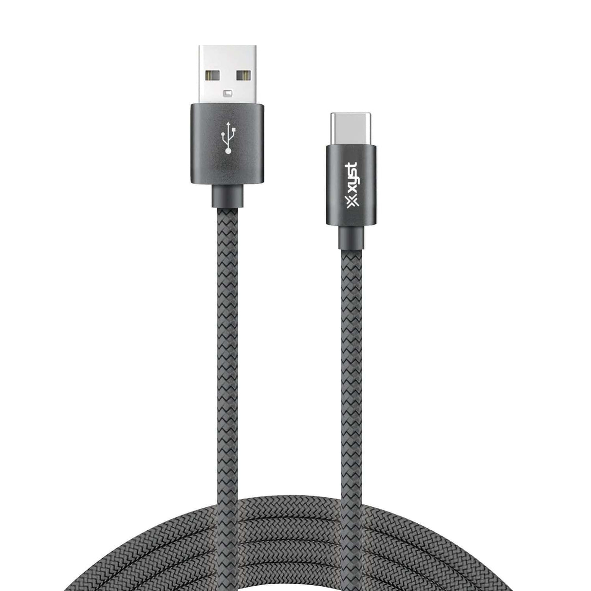 XYST Charge and Sync USB to USB-C Braided Cable, 10 Ft., Black