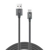 XYST Charge and Sync USB to USB-C Braided Cable, 10 Ft., Black