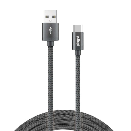 XYST Charge and Sync USB to USB-C Braided Cable, 10 Ft., Black