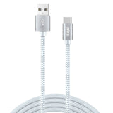 XYST Charge and Sync USB to USB-C Braided Cable, 10 Ft., White