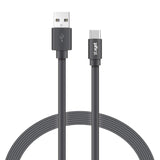 XYST Charge and Sync USB to USB-C Flat Cable, 4 Ft., Black
