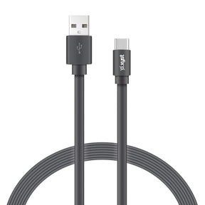XYST Charge and Sync USB to USB-C Flat Cable, 4 Ft., Black