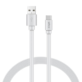 XYST Charge and Sync USB to USB-C Flat Cable, 4 Ft., White