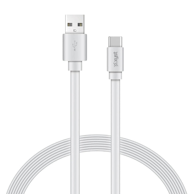 XYST Charge and Sync USB to USB-C Flat Cable, 4 Ft., White