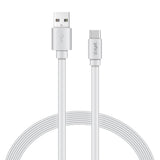 XYST Charge and Sync USB to USB-C Flat Cable, 4 Ft., White