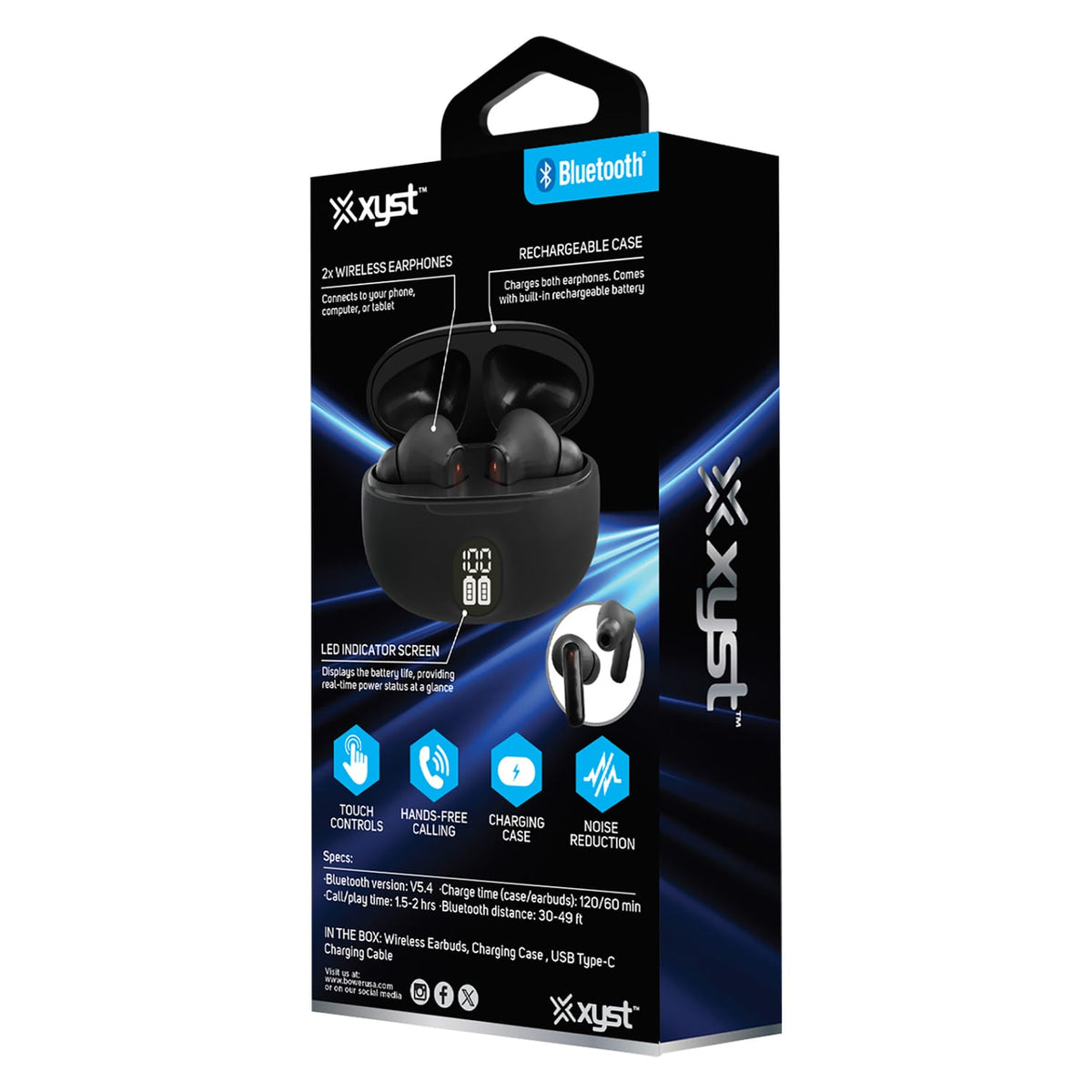 XYST Suryx TWS Bluetooth v5.4 In-Ear Earphones with Mic and Digital Battery Life Display on Charging Case, up to 2 Hours Play Time