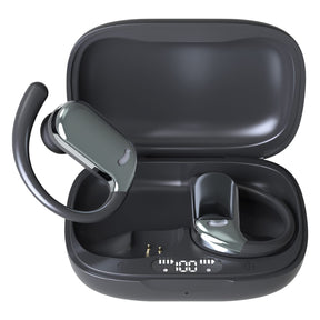 XYST Nyxa TWS Bluetooth v5.4 In-Ear Earphones with Mic, LED Battery Display on Charging Case, Flexible Earhooks, up to 6 Hours Play Time, Black