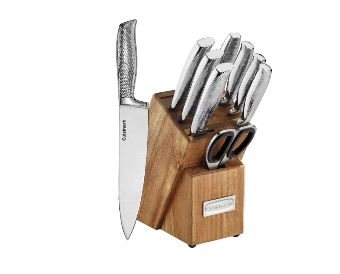 Cuisinart C77SSH-10PT Classic 10 Pieces Stainless Steel Hammered Knife Block Set