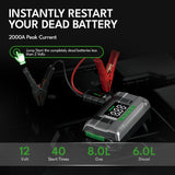 CAROSS T14 Max Portable Car Jump Starter with 150-PSI Air Compressor and USB Power Bank with 2000-Amp Peak, Heavy-Duty Clamps, and QC Fast Charger