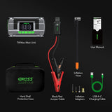CAROSS T14 Max Portable Car Jump Starter with 150-PSI Air Compressor and USB Power Bank with 2000-Amp Peak, Heavy-Duty Clamps, and QC Fast Charger