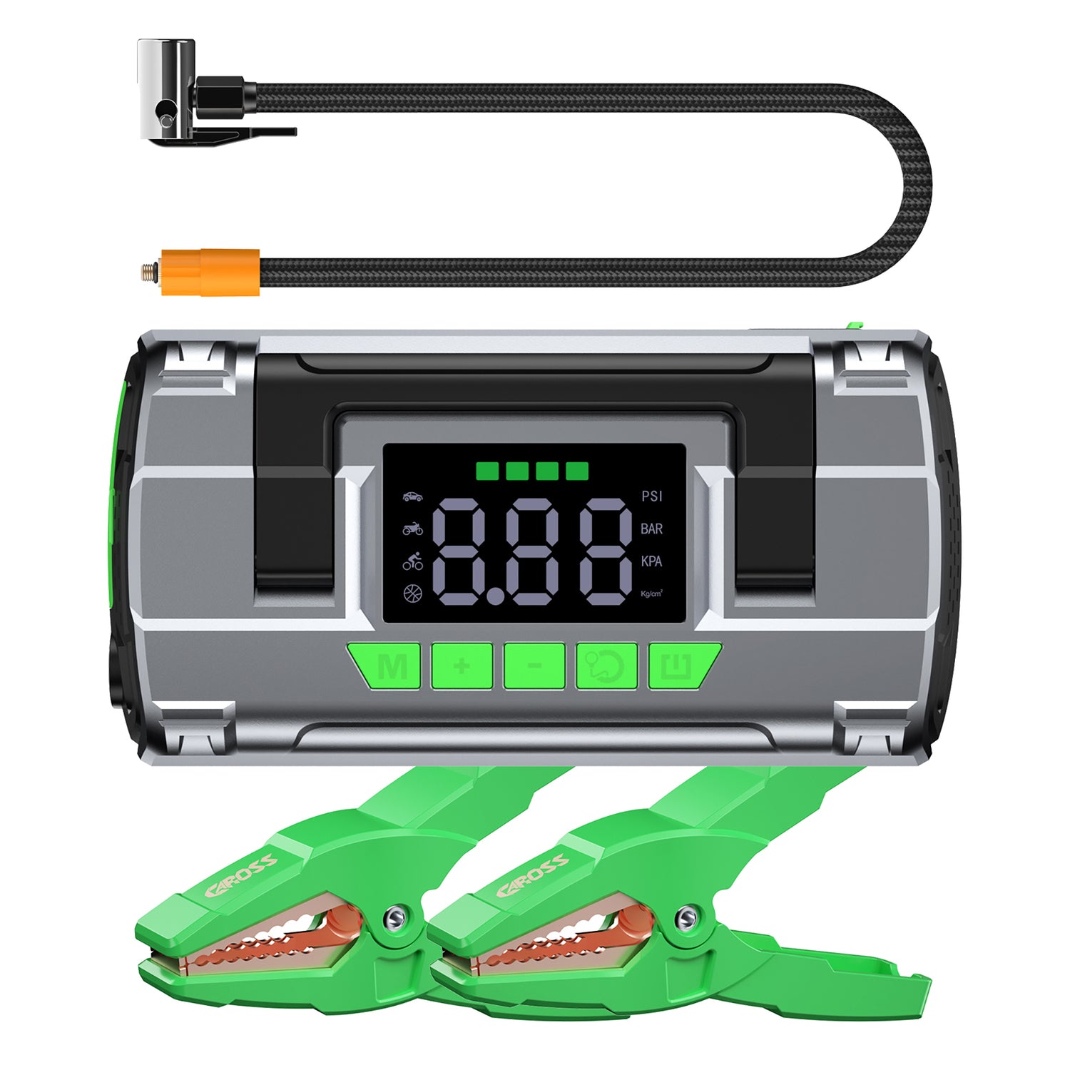 CAROSS T14 Portable Car Jump Starter with 150-PSI Air Compressor and USB Power Bank with 2000-Amp Peak, Smart Jumper Cables, and QC Fast Charger