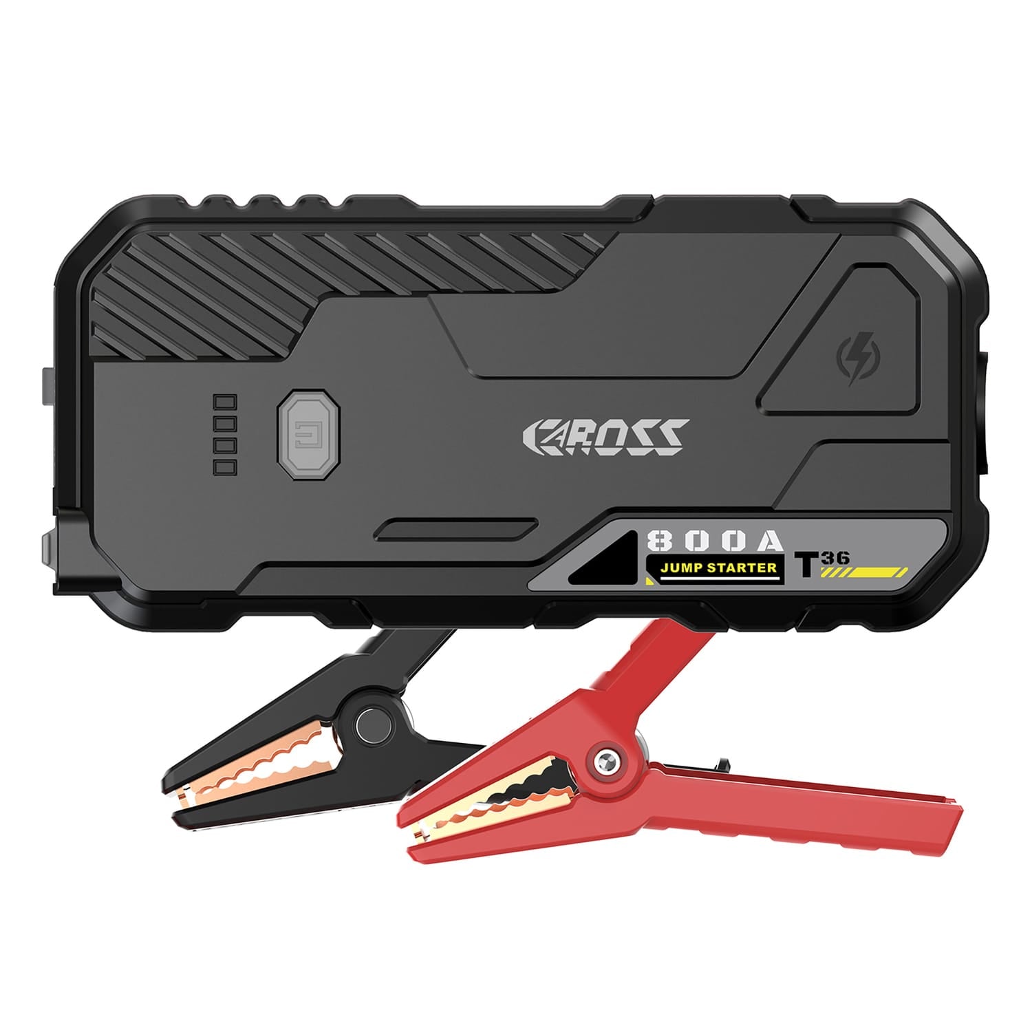 CAROSS T36 Portable Car Jump Starter and USB Power Bank with 800-Amp Peak, Advanced Protection Jumper Clamps, LED Light, and QC Fast Charger, Black