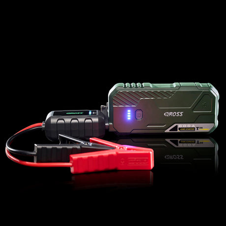 CAROSS T36 Portable Car Jump Starter and USB Power Bank with 800-Amp Peak, Advanced Protection Jumper Clamps, LED Light, and QC Fast Charger, Green