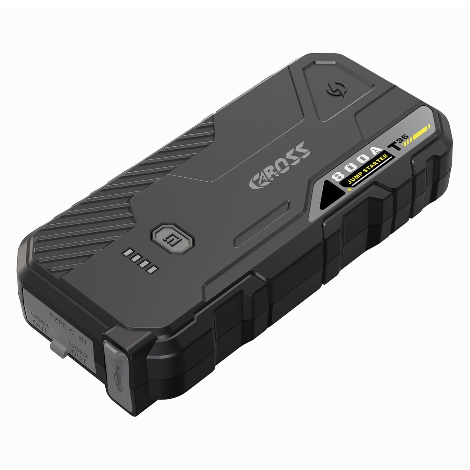 CAROSS T36 Portable Car Jump Starter and USB Power Bank with 800-Amp Peak, Advanced Protection Jumper Clamps, LED Light, and QC Fast Charger, Black