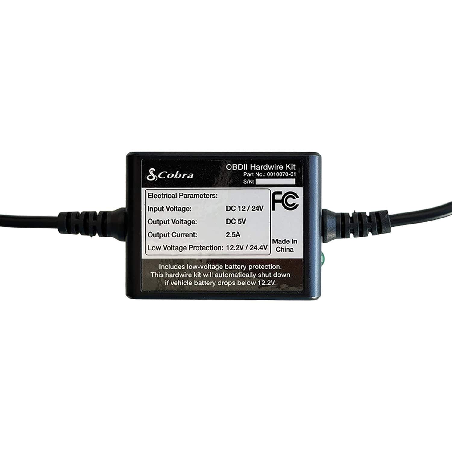 Cobra Easy Hardware Kit with OBDII-to-USB Power Adapter with Bypass for Cobra SC-Series Dashcams