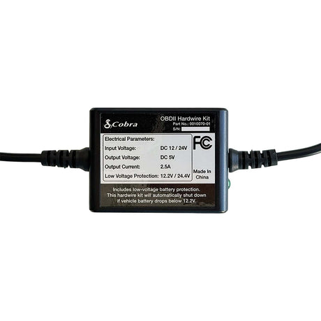 Cobra Easy Hardware Kit with OBDII-to-USB Power Adapter with Bypass for Cobra SC-Series Dashcams