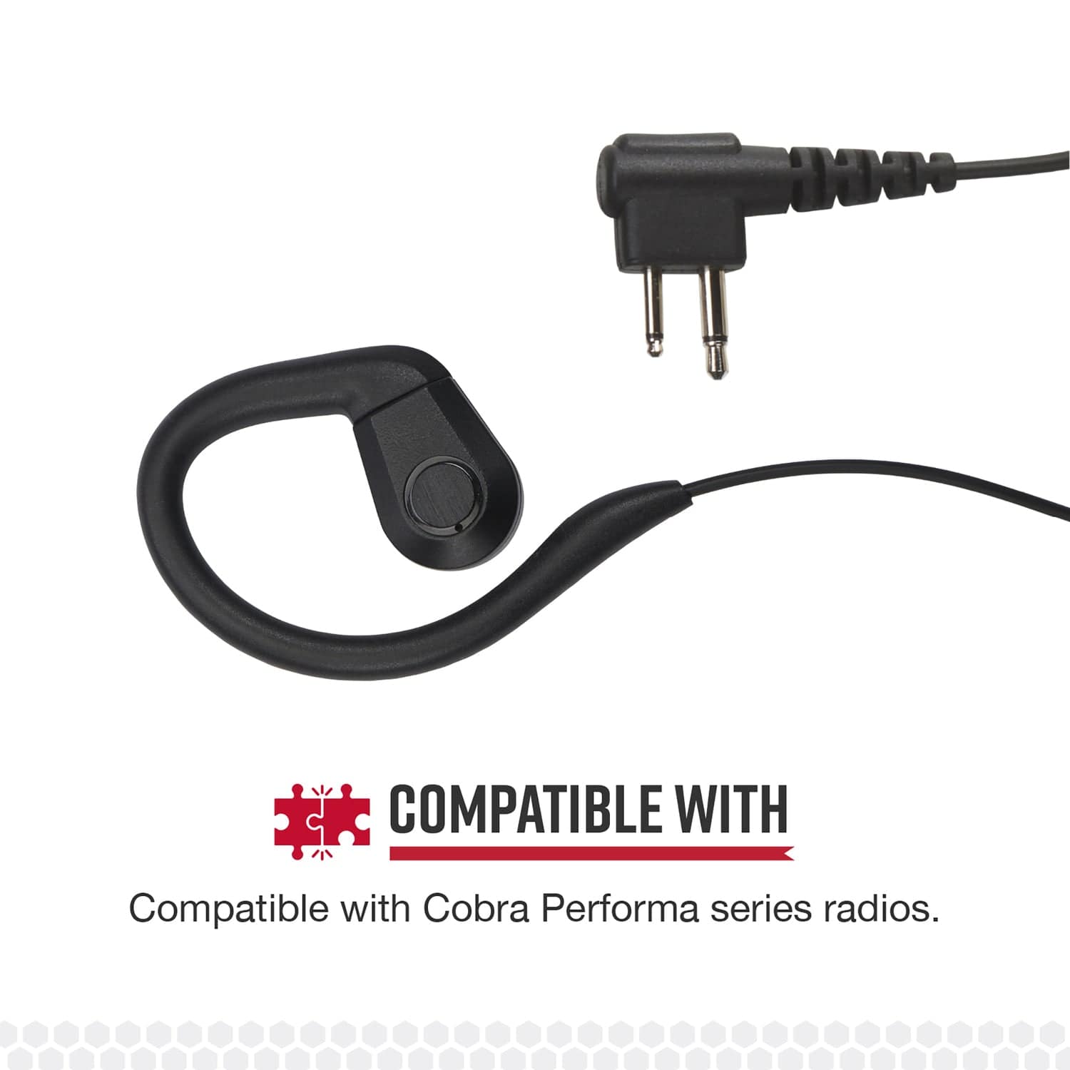 Cobra C-Style Earloop-Wrap In-Ear Headset for Cobra Performa 400/450 2-Way Handheld Business Radios and Select Non-Cobra Devices, 0010100-1