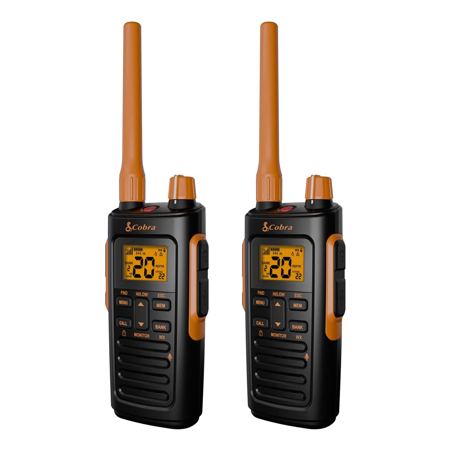 Cobra TrailBlazer 450 GMRS 2-Way Radio Pair, Black and Orange