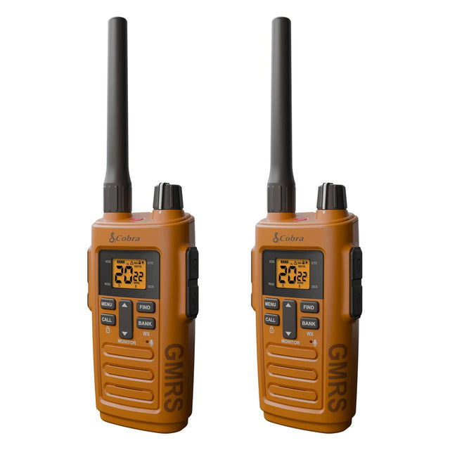 Cobra TrailBlazer 250 GMRS 2-Way Radio Pair, Orange and Black