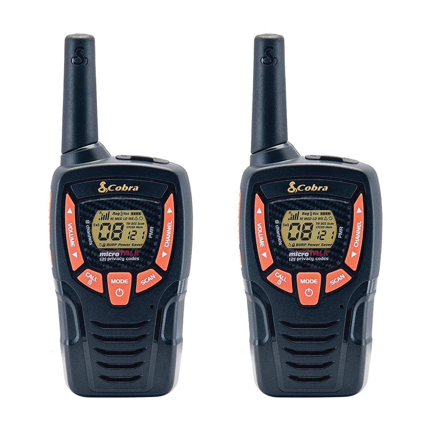 Cobra microTALK GMRS/FRS Walkie Talkies Pair, Black, CXT390