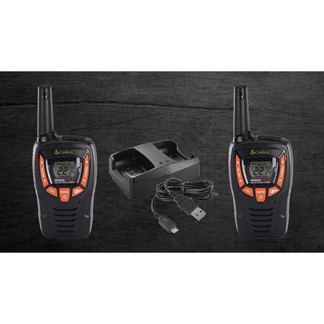 Cobra microTALK GMRS/FRS Walkie Talkies Pair, Black, CXT390