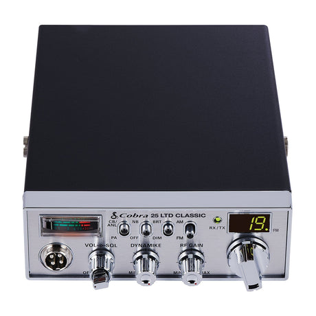 Cobra 40-Channel AM/FM Compact Professional CB Radio with Microphone, Chrome Face, 25 LTD Classic
