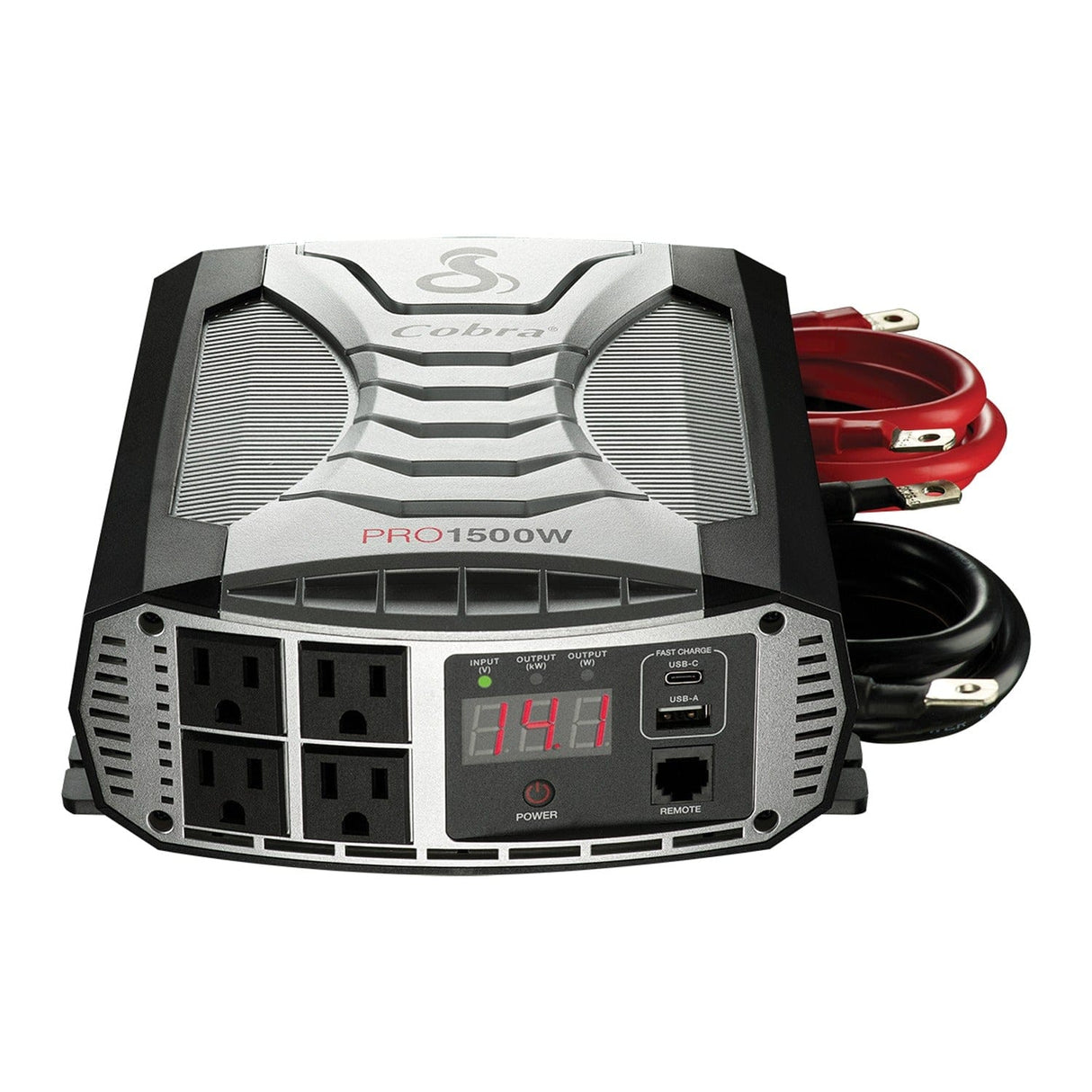 Cobra 4-AC Outlet and 2-USB Port 1500-Continuous-Watt PRO 1500W Vehicle Power Inverter with Battery Power Cables, CPI1500W