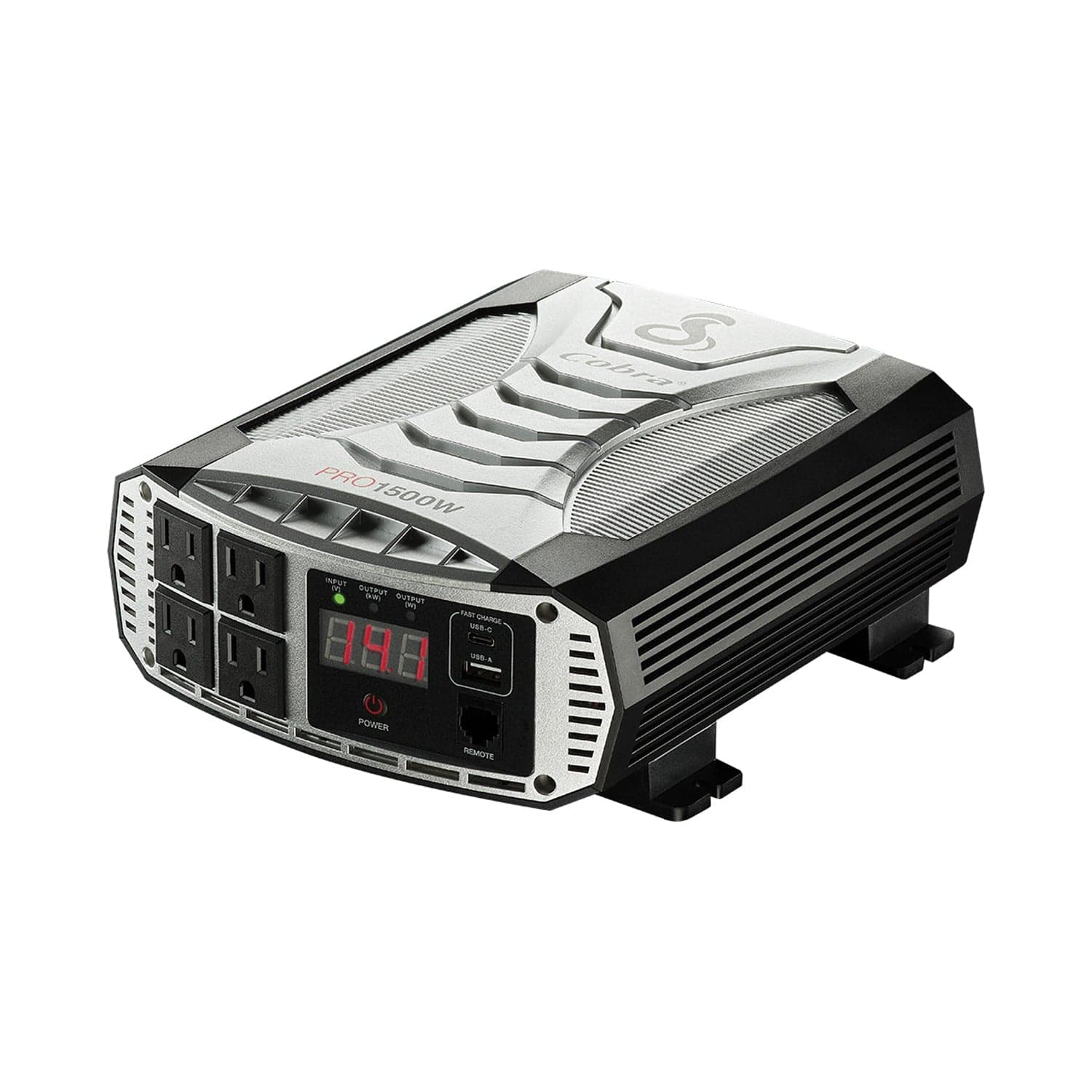 Cobra 4-AC Outlet and 2-USB Port 1500-Continuous-Watt PRO 1500W Vehicle Power Inverter with Battery Power Cables, CPI1500W