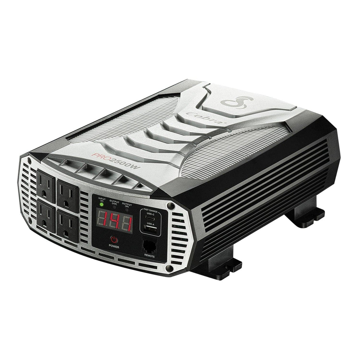 Cobra 4-AC Outlet and 2-USB Port, 2500-Continuous-Watt PRO 2500W Vehicle Power Inverter with Battery Power Cables, CPI2500W