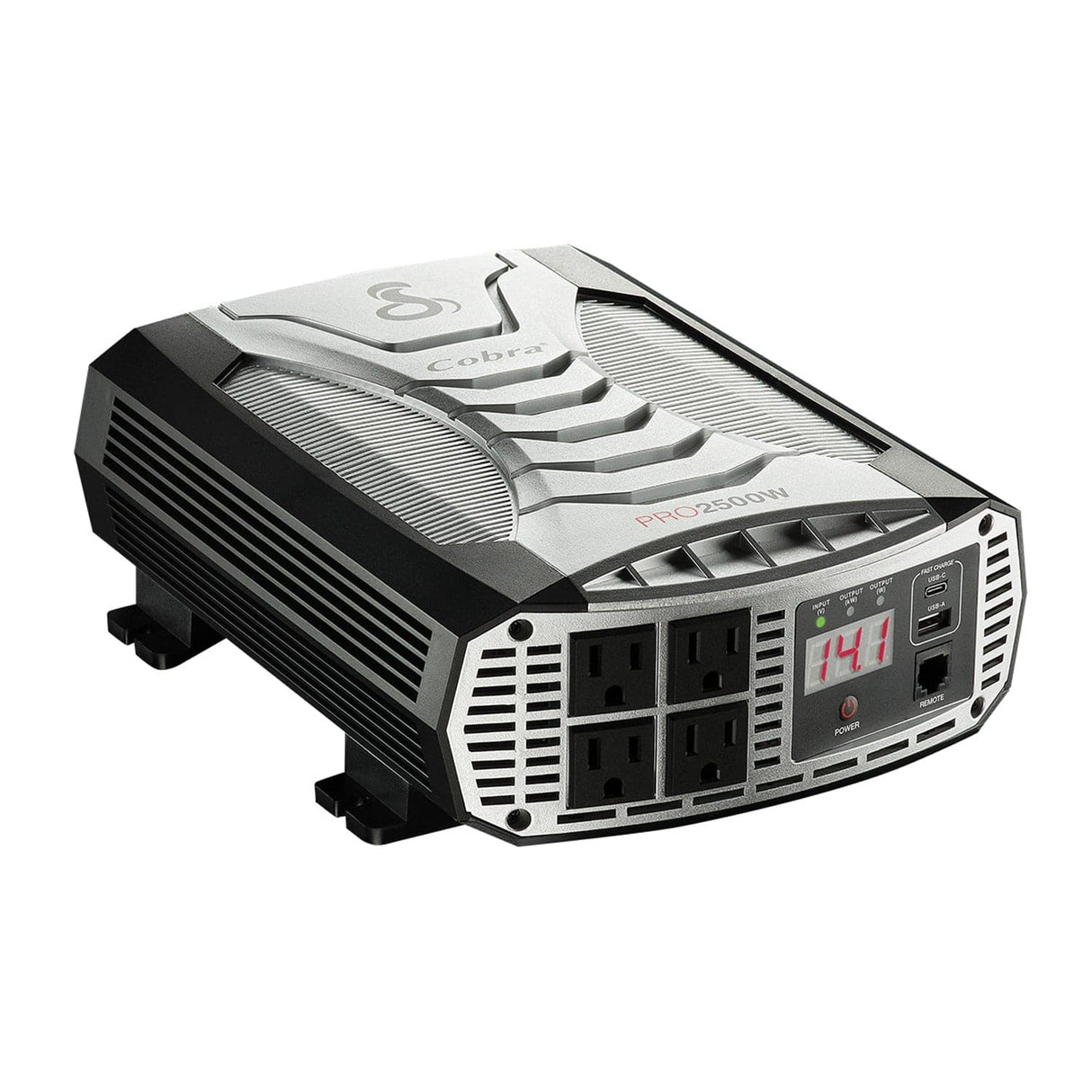 Cobra 4-AC Outlet and 2-USB Port, 2500-Continuous-Watt PRO 2500W Vehicle Power Inverter with Battery Power Cables, CPI2500W