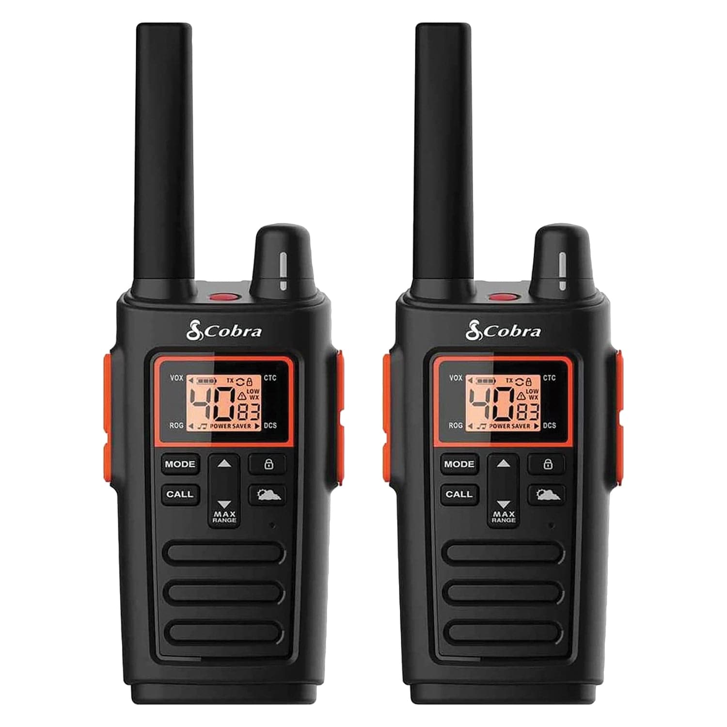 Cobra RX380 32-Mile-Range Weather-Resistant 2-Way Radios, 2 Pack, Black