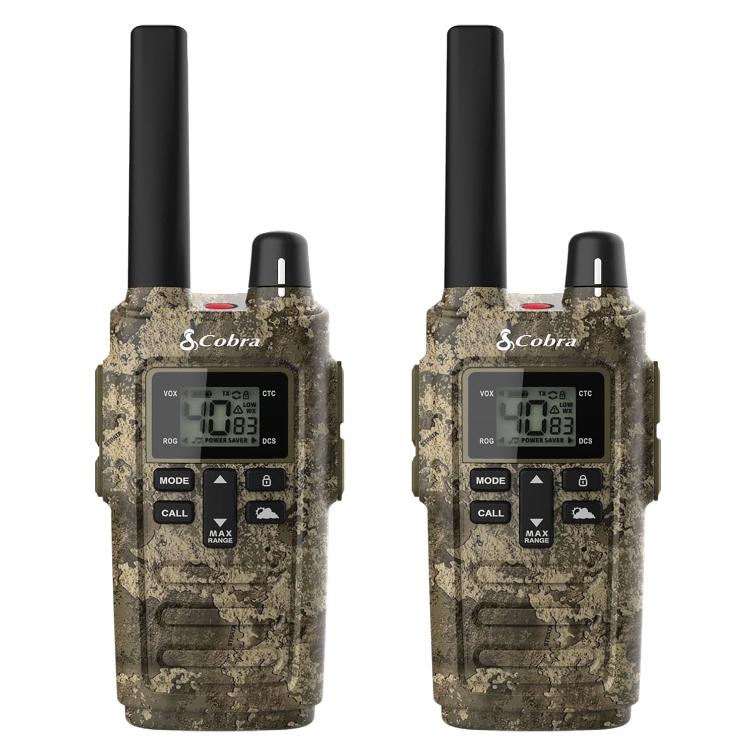Cobra RX380 32-Mile-Range Weather-Resistant 2-Way Radios, 2 Pack, Camouflage