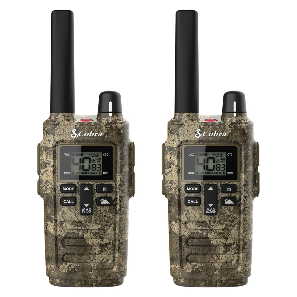 Cobra RX380 32-Mile-Range Weather-Resistant 2-Way Radios, 2 Pack, Camouflage