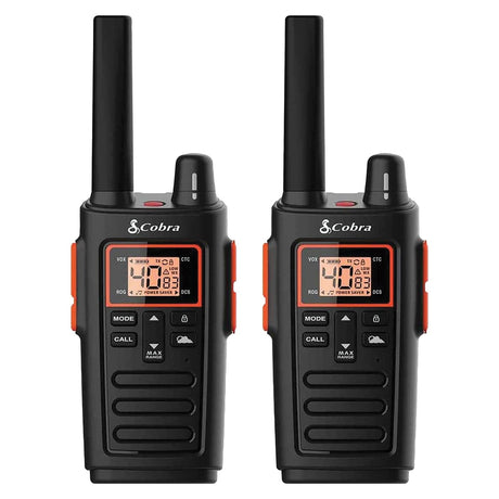 Cobra RX380 32-Mile-Range Weather-Resistant 2-Way Radios, 2 Pack, Black