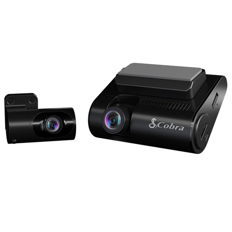 Cobra SC 250R Front 4K Smart Dash Cam with 1080p Rear Accessory Cam, GPS, Wi-Fi, and microSD Card