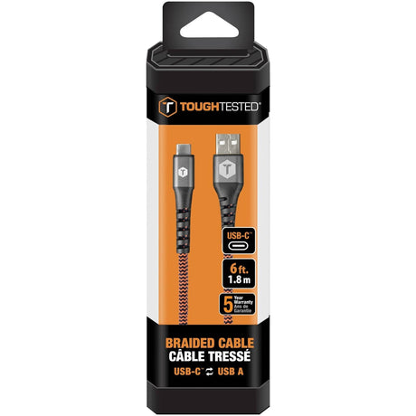 ToughTested Charge & Sync USB-A to USB-C Hi-Speed Braided-Fabric Cable, 6ft