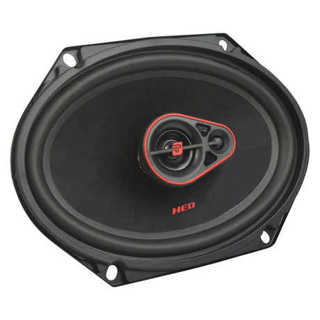 Cerwin-Vega Mobile HED Series 6-In. x 8-In. 360-Watt-Max 3-Way Coaxial Speakers, Black and Red, 2 Pack