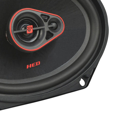 Cerwin-Vega Mobile HED Series 6-In. x 8-In. 360-Watt-Max 3-Way Coaxial Speakers, Black and Red, 2 Pack