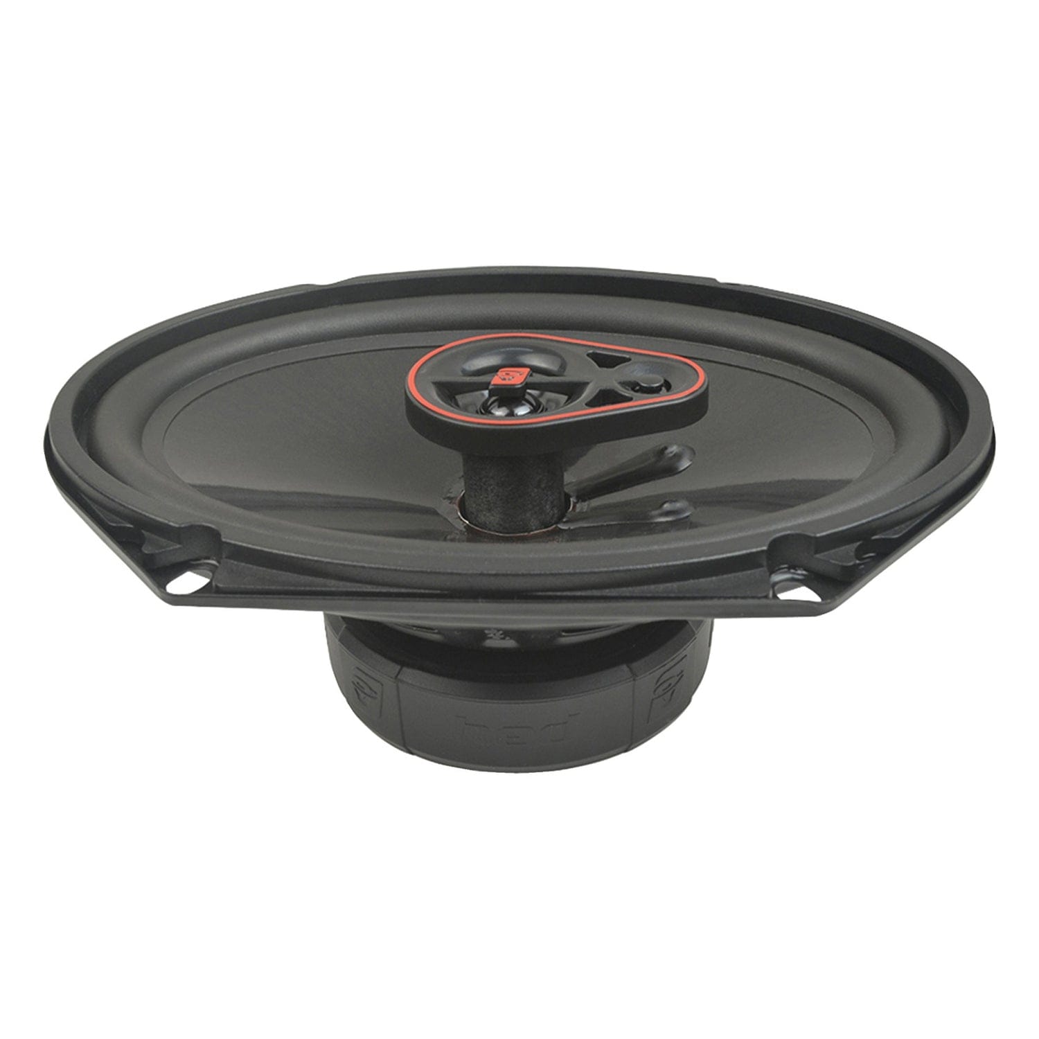 Cerwin-Vega Mobile HED Series 6-In. x 8-In. 360-Watt-Max 3-Way Coaxial Speakers, Black and Red, 2 Pack