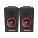 Cerwin-Vega 150-Watt-Peak LA165 Powered Bookshelf Speaker Set with 6.5-In. Woofers, Red Butyl Surrounds, and Curved Cabinets, Pair