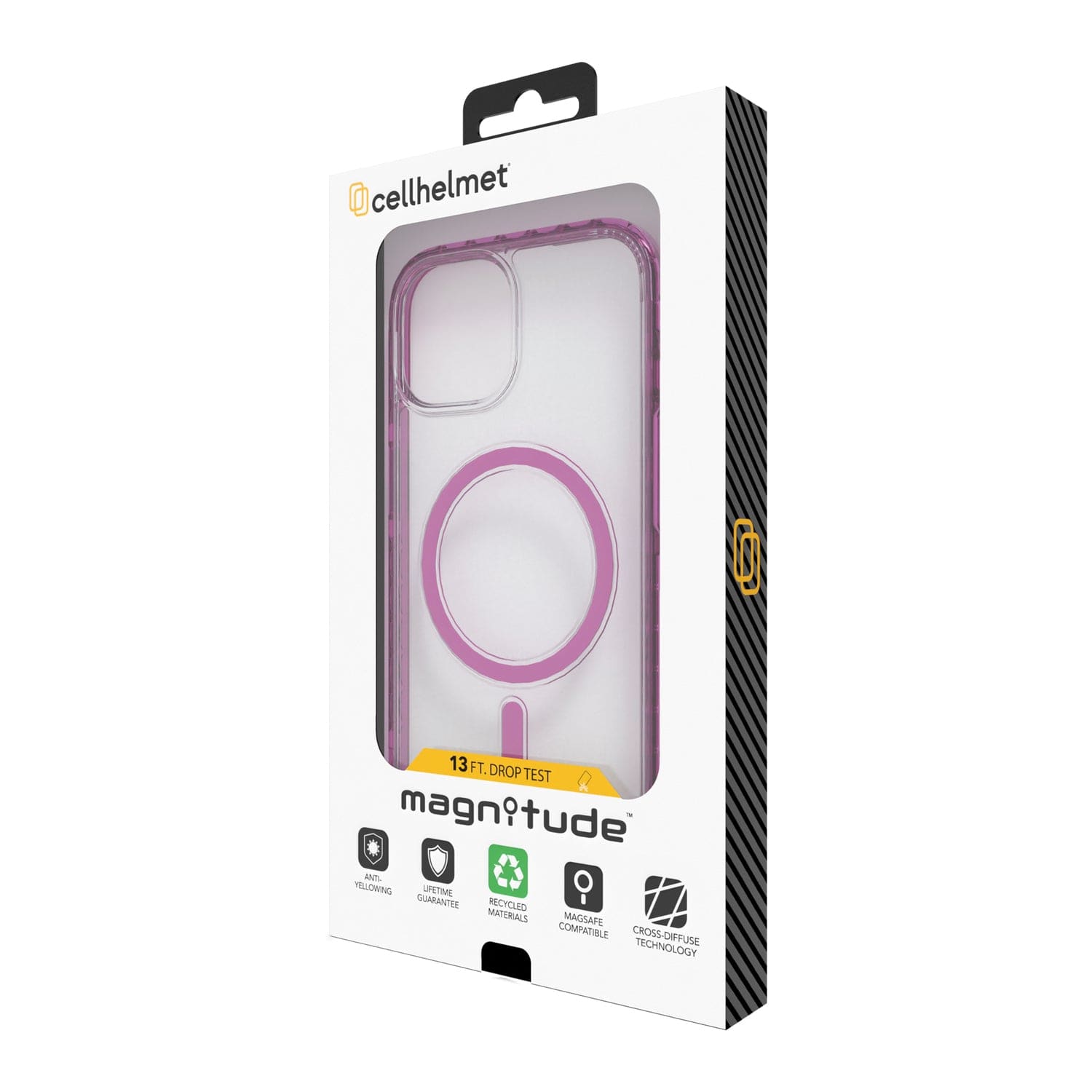 Cellhelmet Magnitude Series MagSafe-Compatible Case, iPhone 15, Vivid Magenta