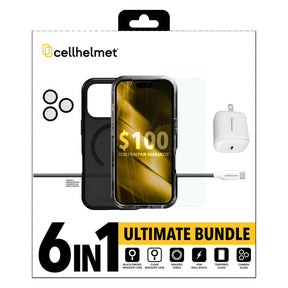 Cellhelmet iPhone 18 Pro 6-in-1 Bundle with 2 Cases, Screen Protector ($100), Camera Glass, GaN Charger, USB-C Cable