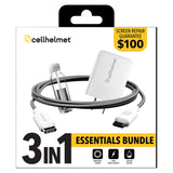 Cellhelmet 3-in-1 Essentials Bundle with 30-Watt PD Wall Charger Block, Liquid Glass with $100 Protection, and 6-Ft. Braided USB-C to USB-C Cable