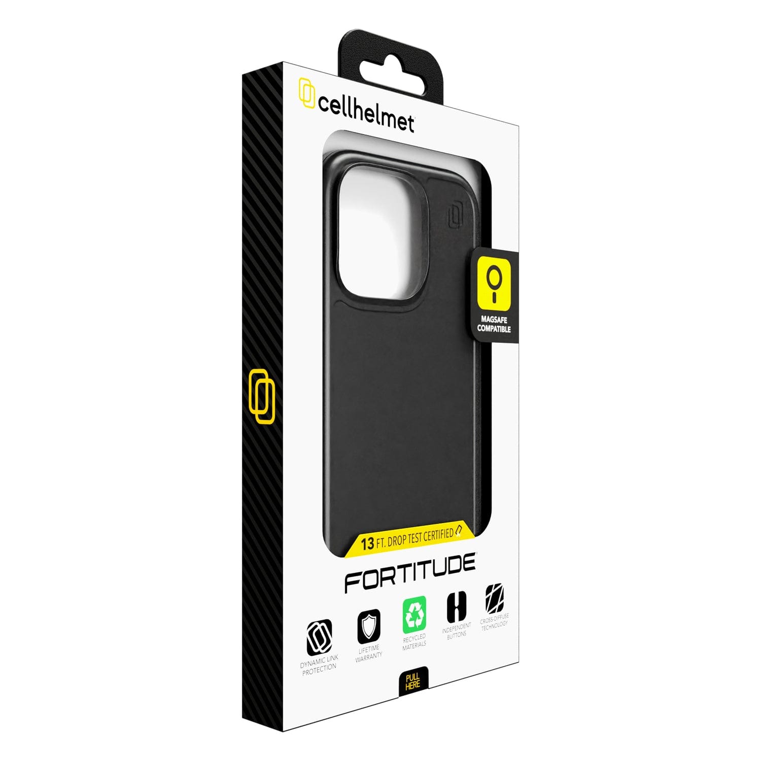 Cellhelmet Fortitude Series Case, iPhone 16 Pro, Onyx Black