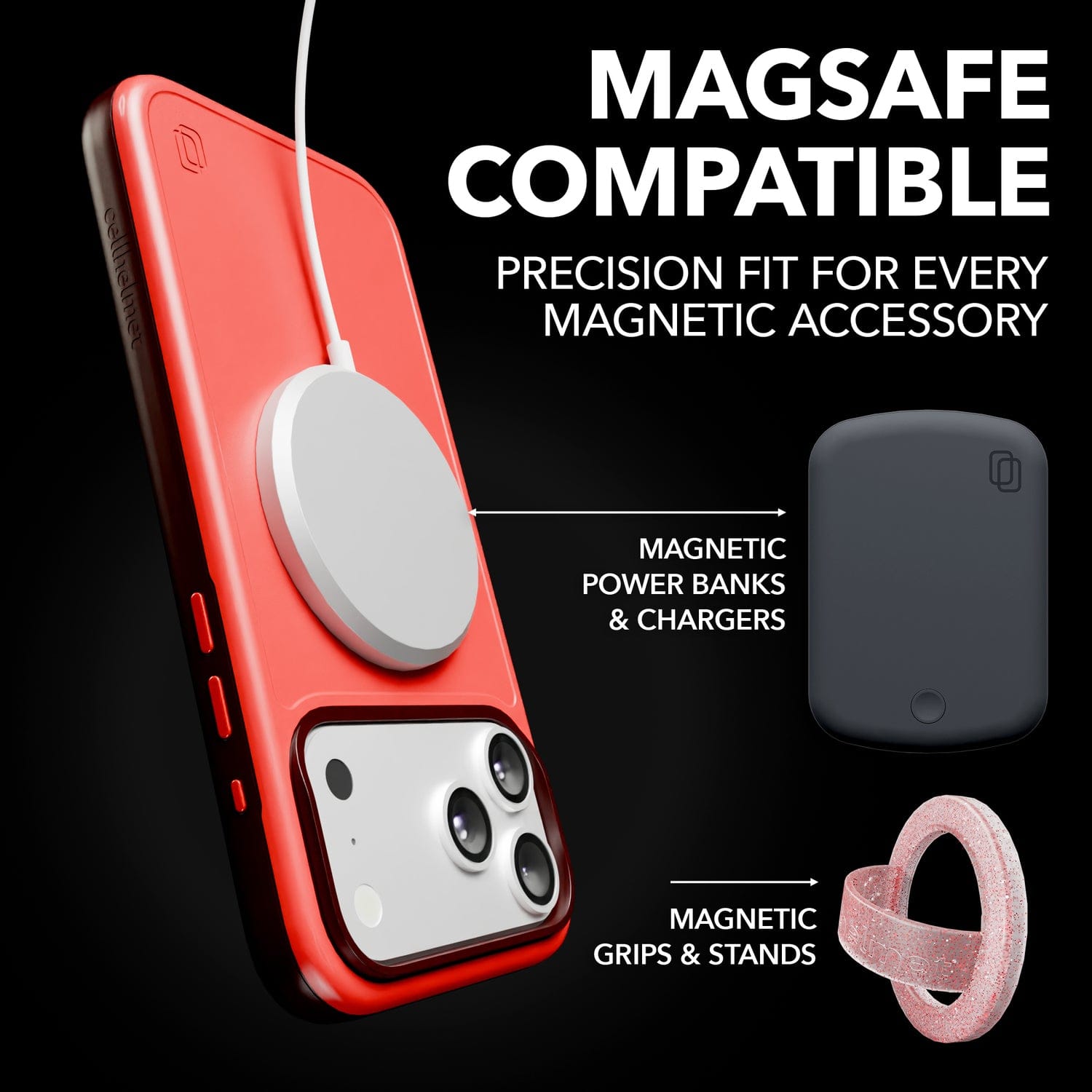 Cellhelmet Fortitude Series MagSafe-Compatible Case, iPhone 17, Chili Pepper