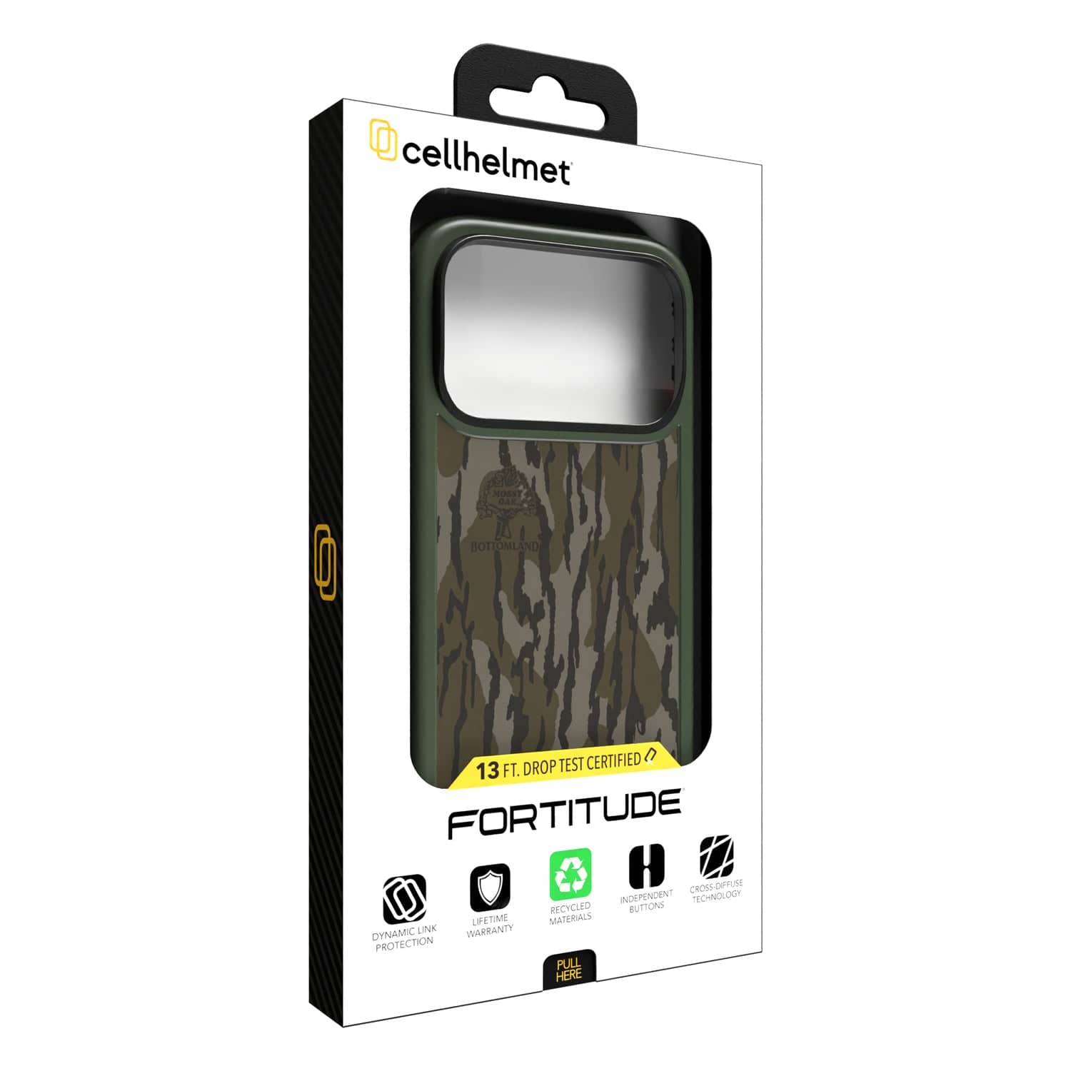 Cellhelmet Fortitude Series MagSafe-Compatible Case, iPhone 17 Pro, Mossy Oak Bottomland