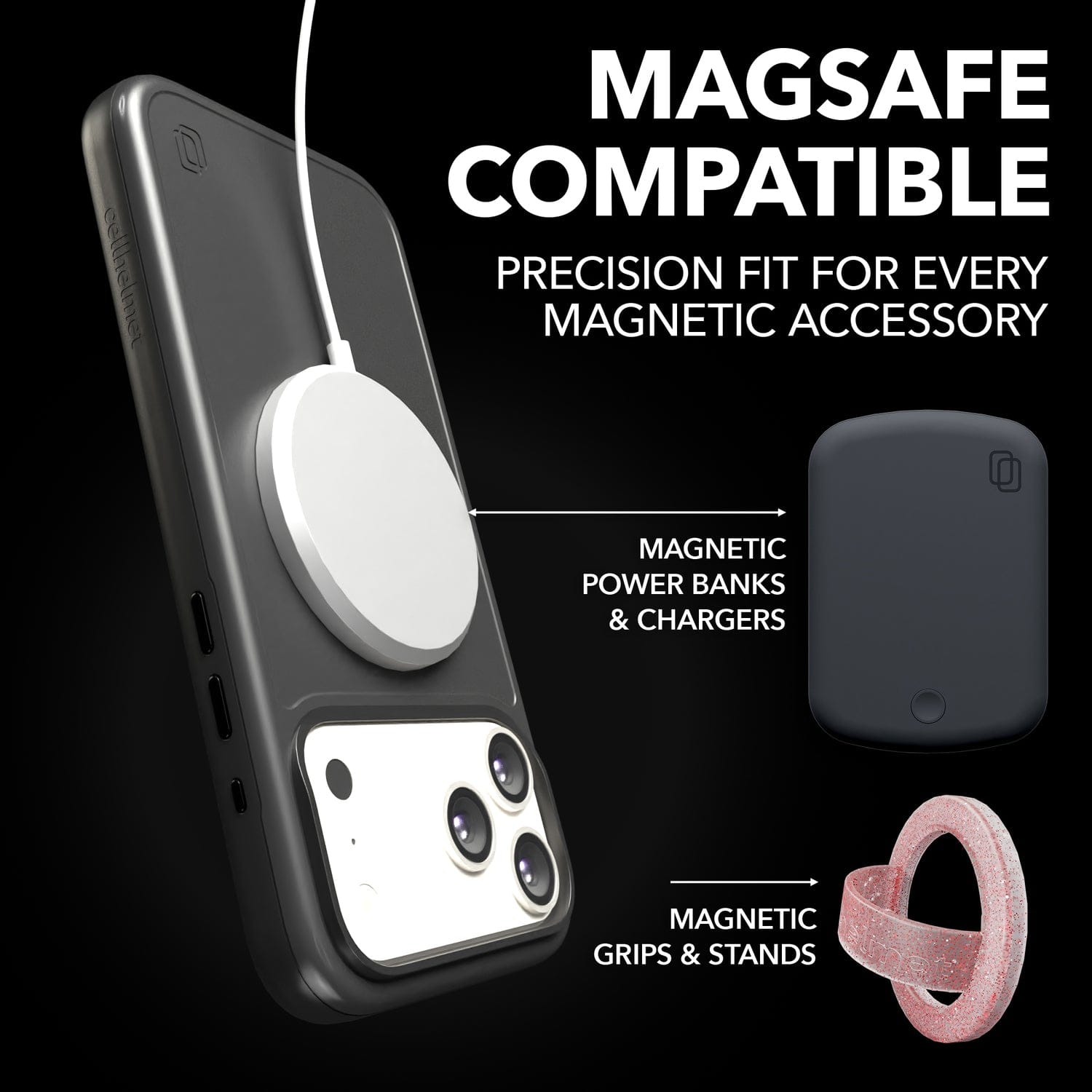 Cellhelmet Fortitude Series MagSafe-Compatible Case, iPhone 17 Pro Max, Black