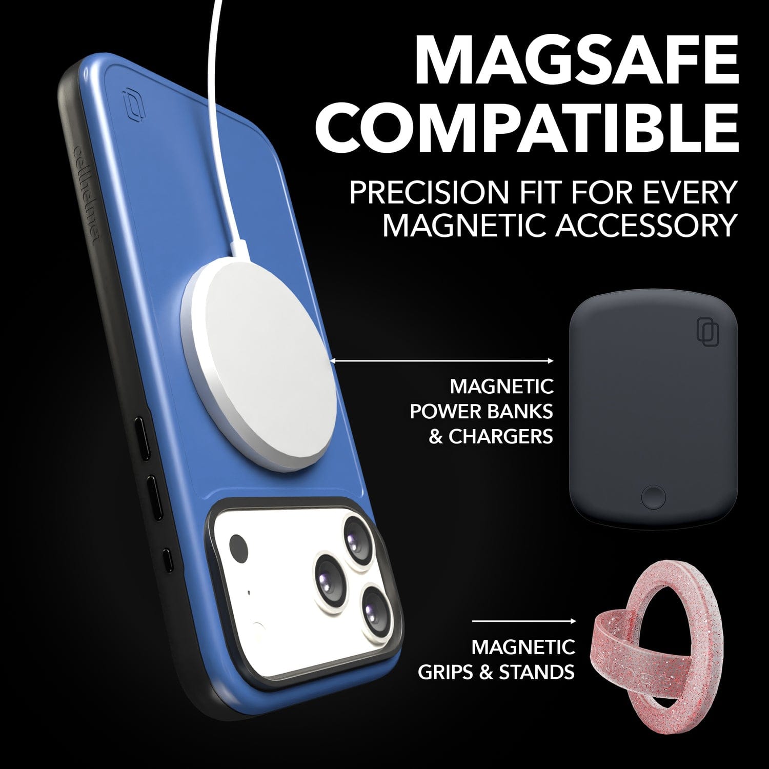 Cellhelmet Fortitude Series MagSafe-Compatible Case, iPhone 17 Pro Max, Bermuda Blue