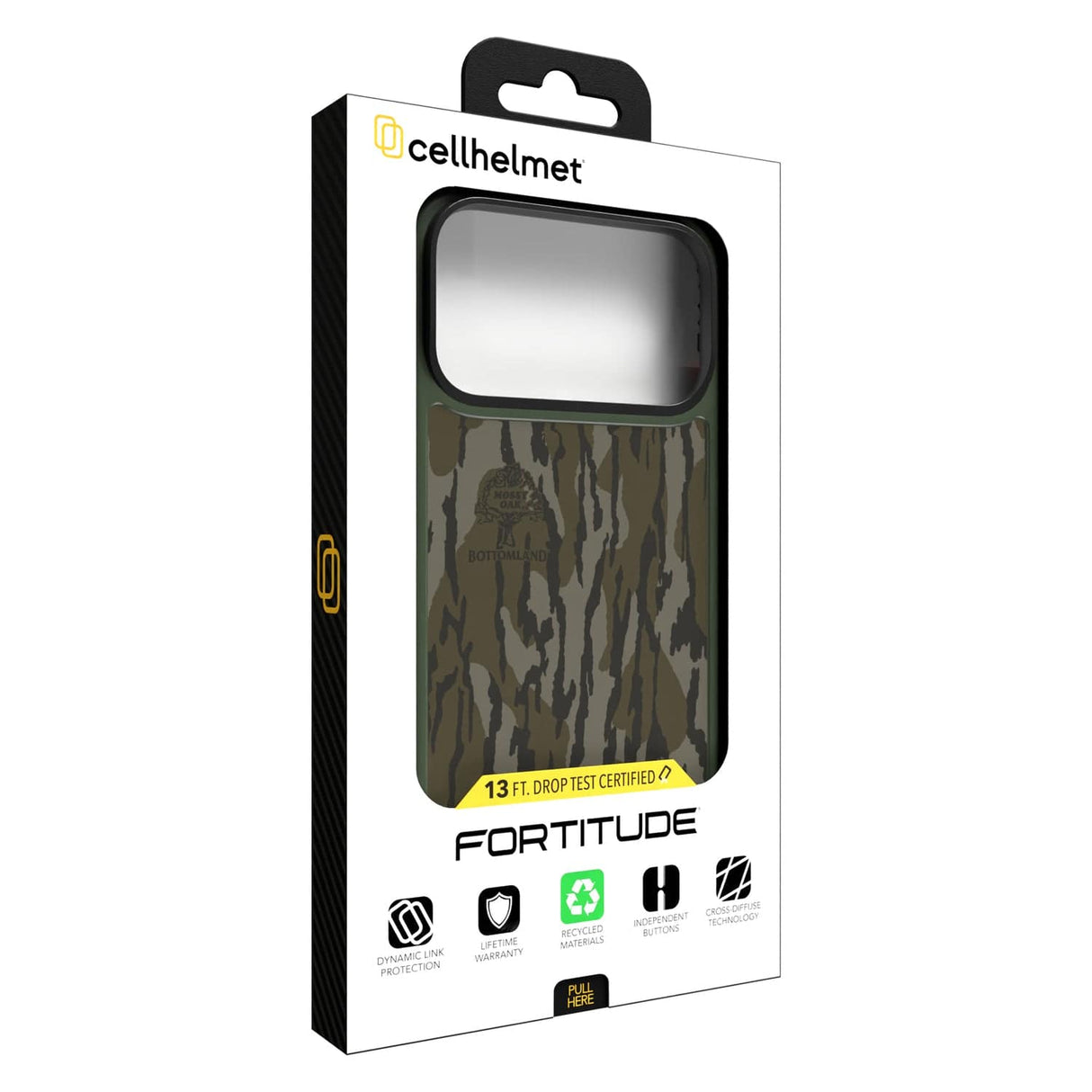 Cellhelmet Fortitude Series MagSafe-Compatible Case, iPhone 17 Pro Max, Mossy Oak Bottomland