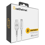 Cellhelmet Charge and Sync USB-C to Lightning Round Cable, 3 Ft.